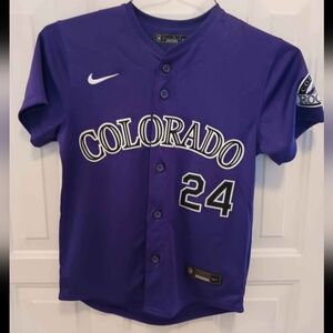 Nike Colorado Rockies Purple Baseball Jersey, Kids S (8)